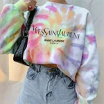 Printed round neck long sleeve T-shirt sweatshirt - Color