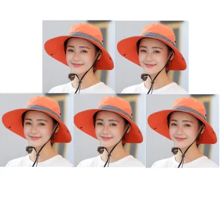Outdoor Sunshade Hat Couple Fisherman's Hat - Orange 5Pcs