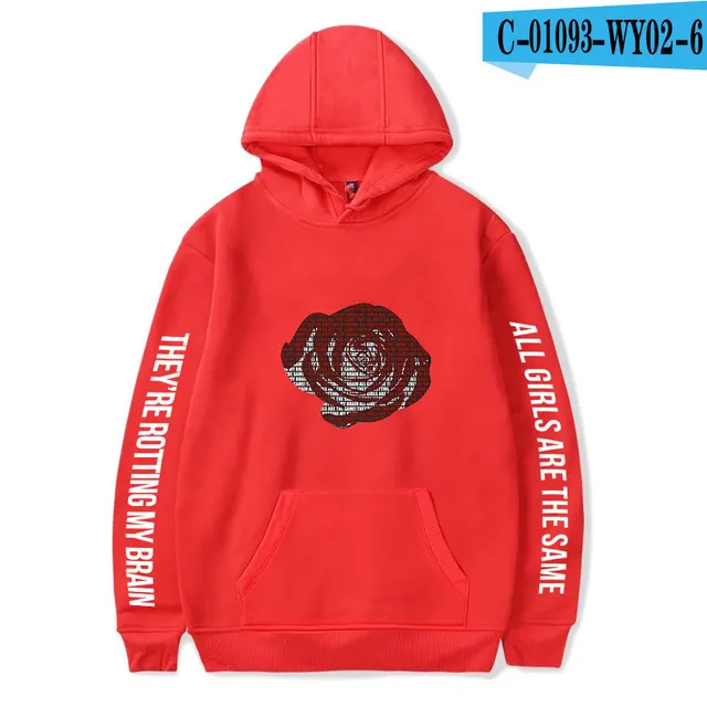 Juice Wrld Printed Fashionable Loose Men's And Women's Hooded Sweater Red A - Shop at LoveMi