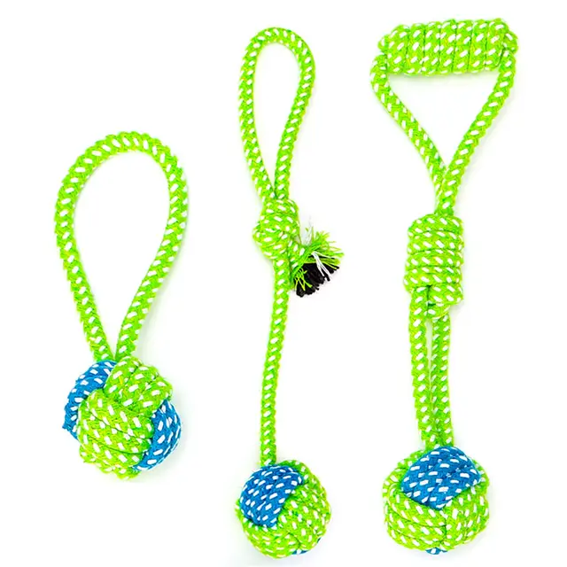 Bite resistant Cotton Rope Molar Teeth Cleaning Rope Knotting Cat And Dog Toy Set 3Set - Shop at LoveMi