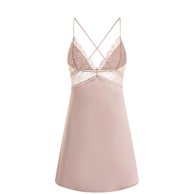 Big size sexy pajamas with transparent lace Pink Purple - Shop at LoveMi