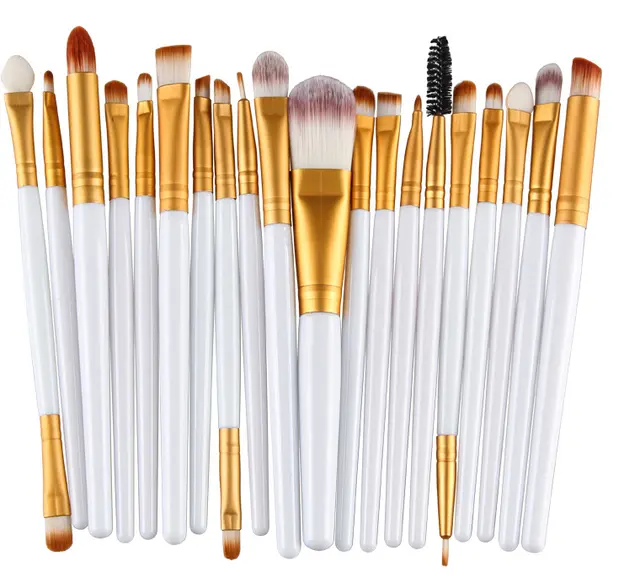 Makeup brush set loose powder brush blush brush eye shadow brush White Rod Gold Tube - Shop at LoveMi