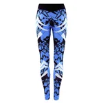 Dark Blue Printed Tight Gym Leggings - Blue