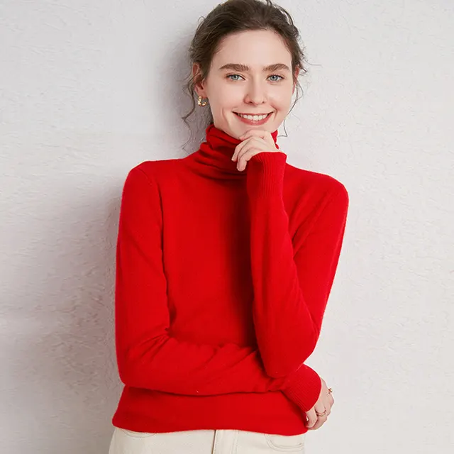 Pile up collared cashmere sweaters Big Red - Shop at LoveMi