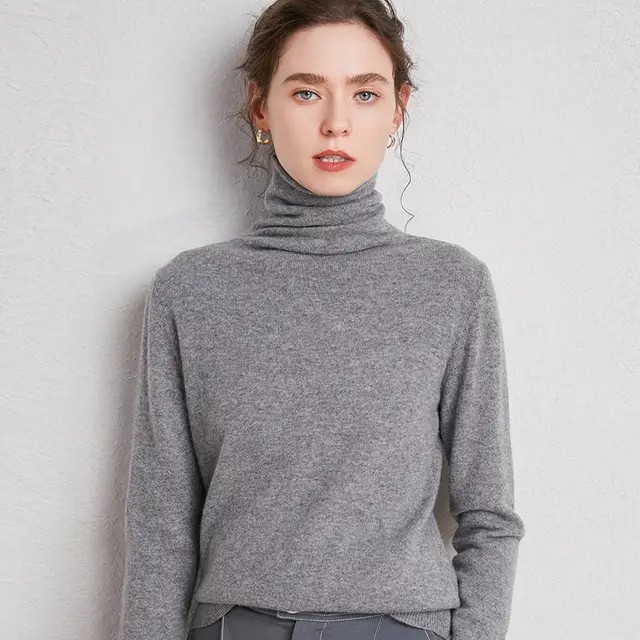 Pile up collared cashmere sweaters In The Grey - Shop at LoveMi