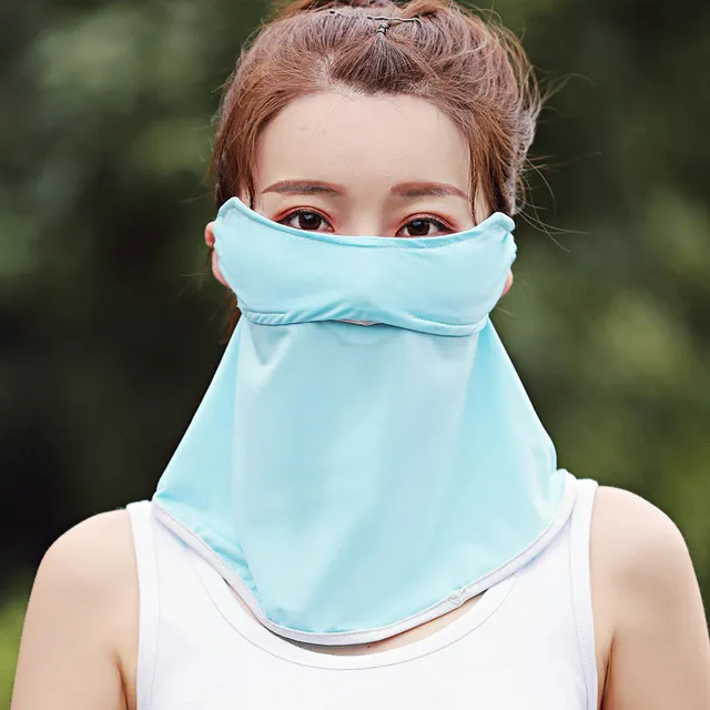 Sunscreen ice silk mask female scarf scarf Lake Blue - Shop at LoveMi