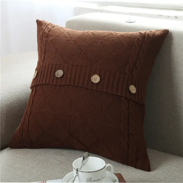 Cotton knitted car pillowcase Brown - Shop at LoveMi