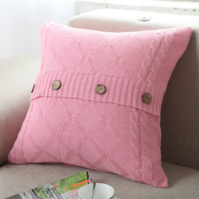 Cotton knitted car pillowcase Pink - Shop at LoveMi