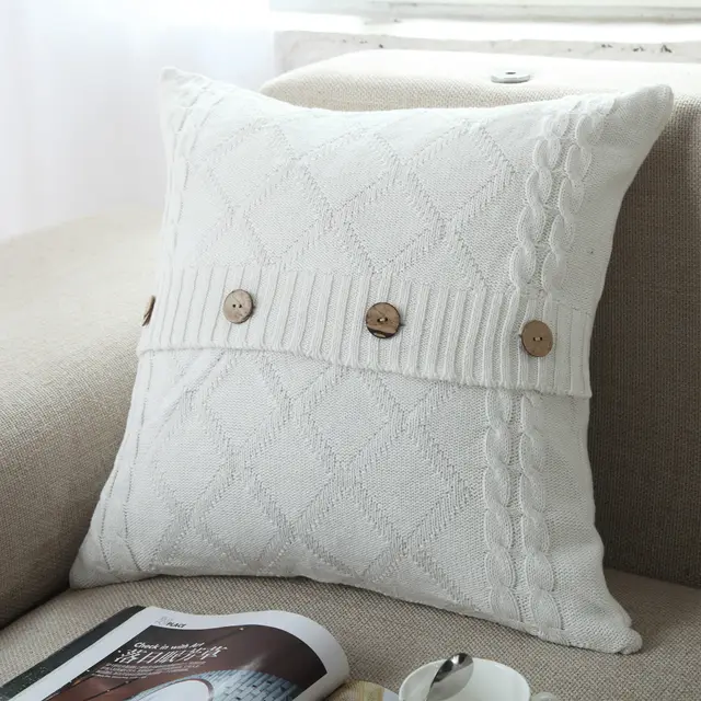 Cotton knitted car pillowcase White - Shop at LoveMi