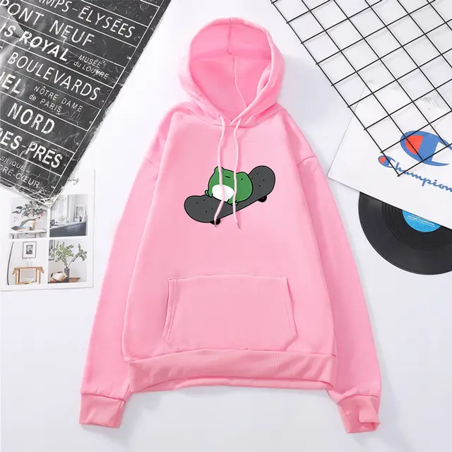 Skateboard Frog Long sleeved Fleece Sweatshirt Pink - Shop at LoveMi