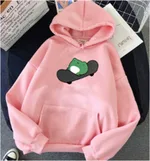 Skateboard Frog Long-sleeved Fleece Sweatshirt - Shrimp Powder
