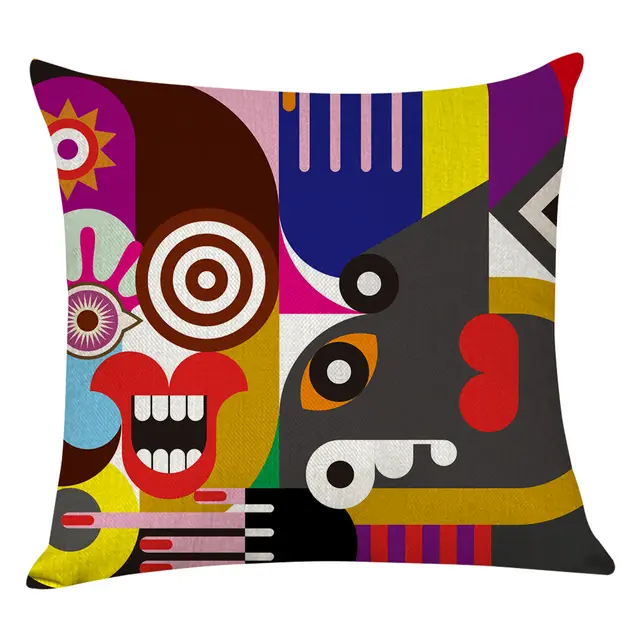 Abstract art cotton and linen pillowcase G Flax - Shop at LoveMi