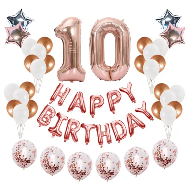 Birthday Party Sequined Balloon Background Decoration Set 10 Years Old - Shop at LoveMi