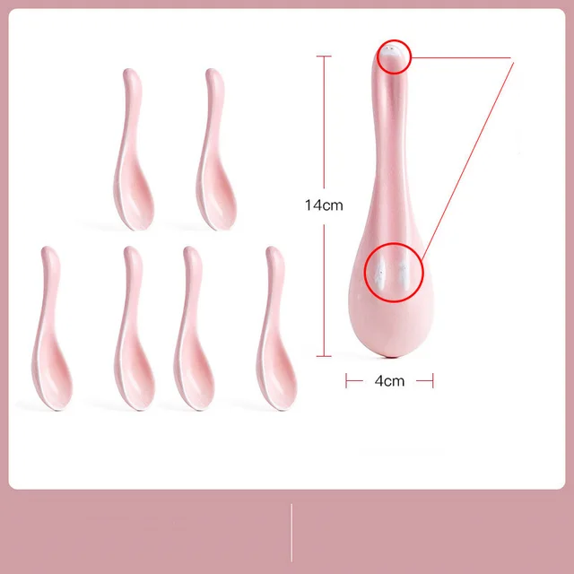 Japanese style ceramic long handle spoon Pink 6 - Shop at LoveMi