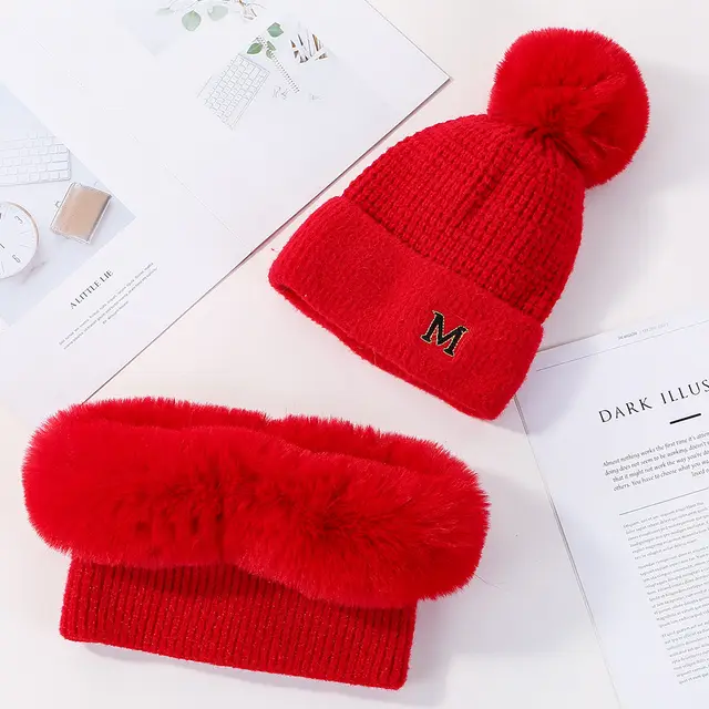 Two piece hat and scarf Red - Shop at LoveMi