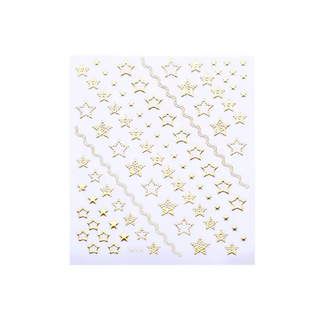 3D Nail Stickers Gold Silver Metal Black Geometric Flower 14Style - Shop at LoveMi