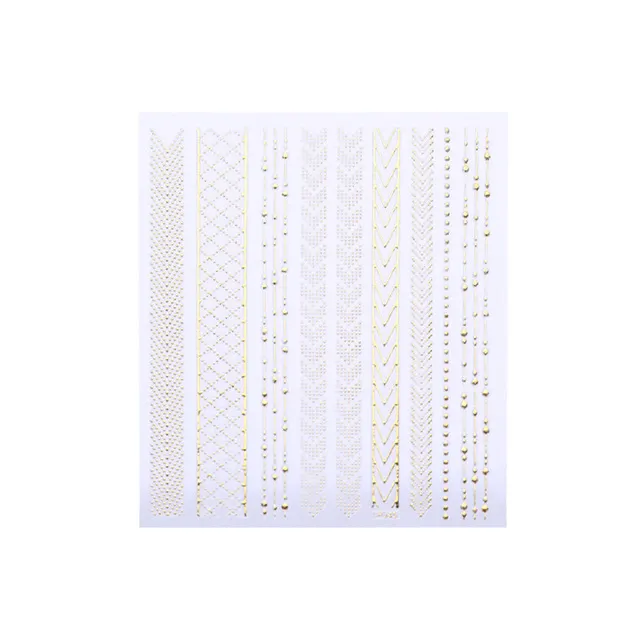 3D Nail Stickers Gold Silver Metal Black Geometric Flower 16Style - Shop at LoveMi