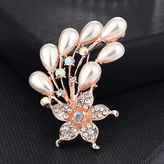 Anti light alloy inlaid with Diamond Pearl Pin Brooch 10Style - Shop at LoveMi