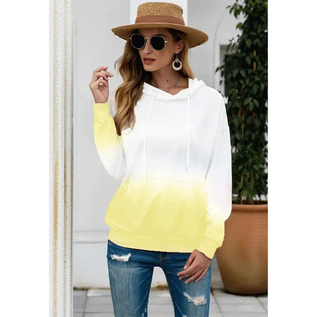 Tie dye print hooded long sleeves Yellow - Shop at LoveMi