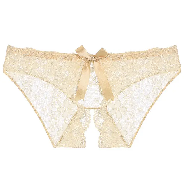 Sexy Lingerie Lace Free Perspective Triangle Panties Beige - Shop at LoveMi