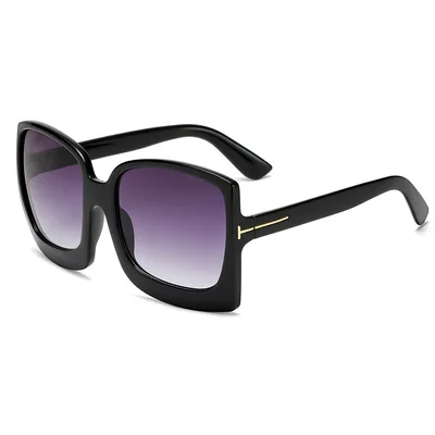 Leopard color large frame sunglasses Black Grey - Shop at LoveMi