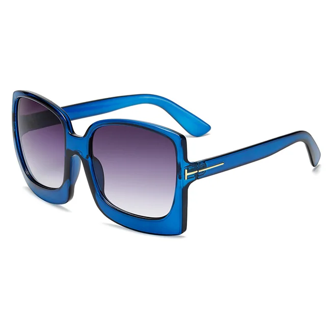 Leopard color large frame sunglasses Blue Grey - Shop at LoveMi