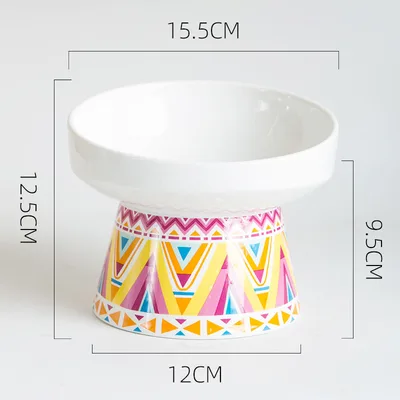 Ceramic cat bowl to protect the single bowl cat Yellow Plus Size - Shop at LoveMi
