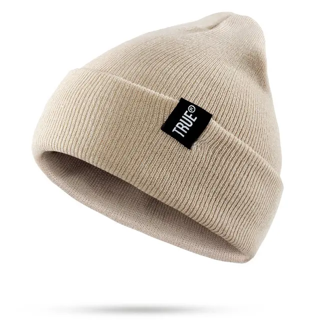 Fashionable hip hop autumn and winter warm knitted hat Beige - Shop at LoveMi
