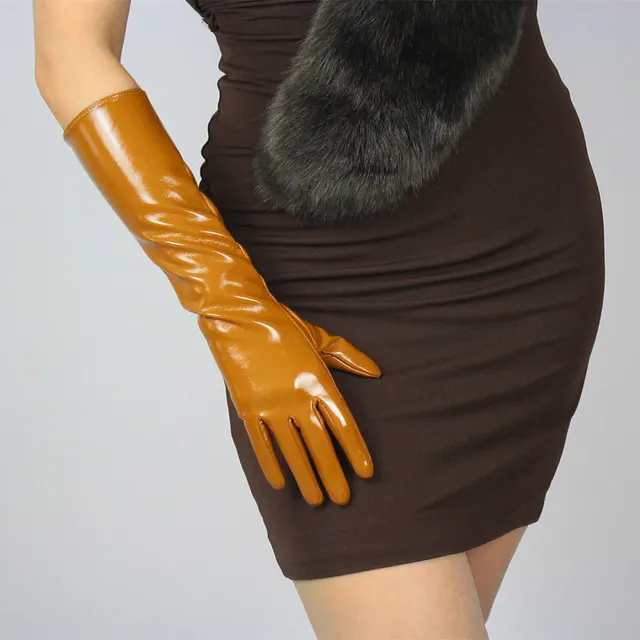 Patent leather touch function gloves Yellow - Shop at LoveMi