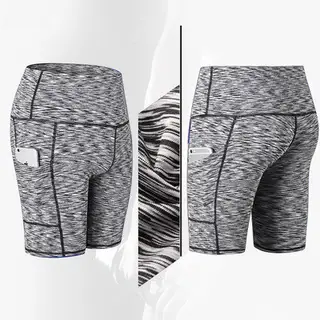 High waist yoga shorts fitness shorts - Colorful Black - View 1