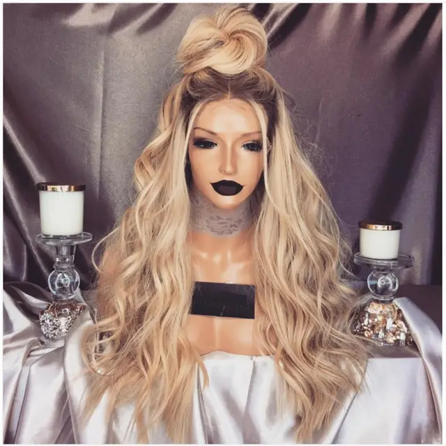 Golden dyed gradient long curly hair Gold - Shop at LoveMi