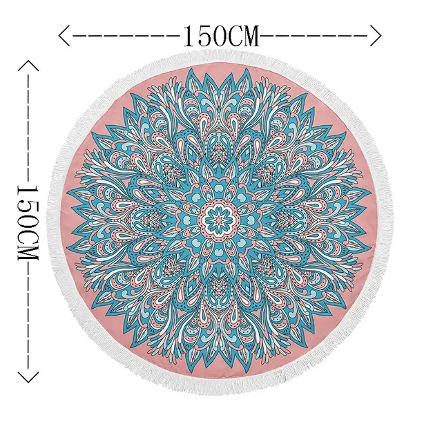 Summer round printed beach towel Light Blue - Shop at LoveMi