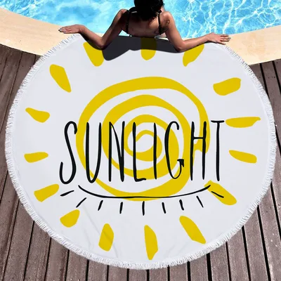 Summer round printed beach towel White - Shop at LoveMi