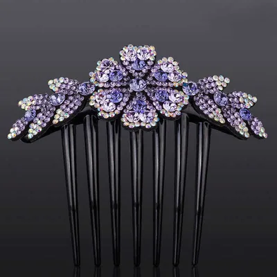 Hair accessories diamond and flower comb Violet1 - Shop at LoveMi
