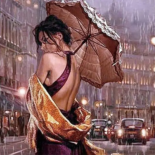 5D Diamond Painting Frau mit Regenschirm 80X100Cm - Shop at LoveMi