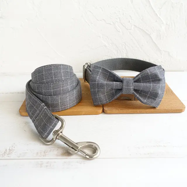 Red Plaid Polyester Pet Collar Set Grey - Shop at LoveMi