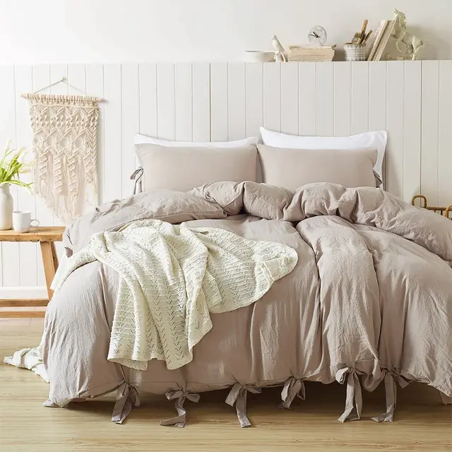 Solid Color Tape Bedding Set Khaki - Shop at LoveMi