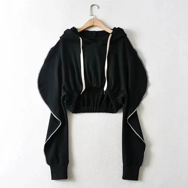 Hooded Pullover Drawstring Hoodie Sweatshirt Black - Shop at LoveMi