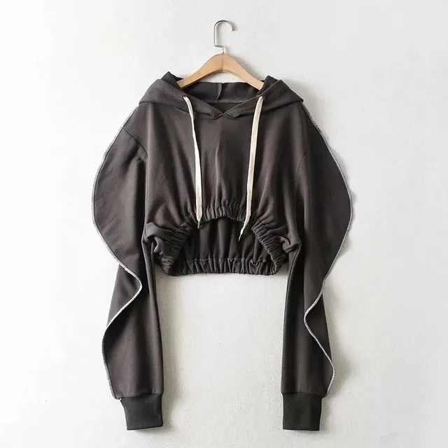 Hooded Pullover Drawstring Hoodie Sweatshirt Grey - Shop at LoveMi