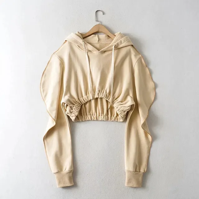 Hooded Pullover Drawstring Hoodie Sweatshirt Khaki - Shop at LoveMi
