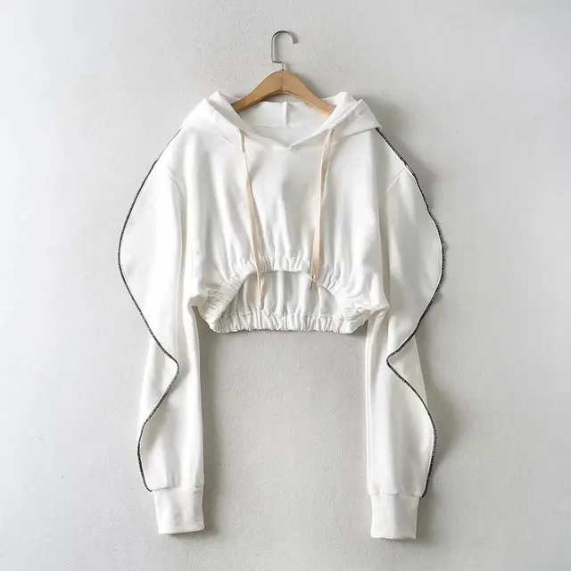 Hooded Pullover Drawstring Hoodie Sweatshirt White - Shop at LoveMi