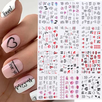 Love Lip Print Letter Nail Sticker Bn1489 1500 - Shop at LoveMi