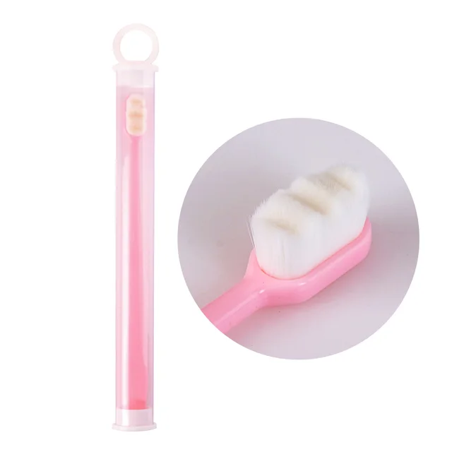 Ultra fine Toothbrush Super Soft Bristle Deep Cleaning Brush Portable For Oral Care Tools Teeth Care Oral Cleaning Travel Wavy Pink - Shop at LoveMi