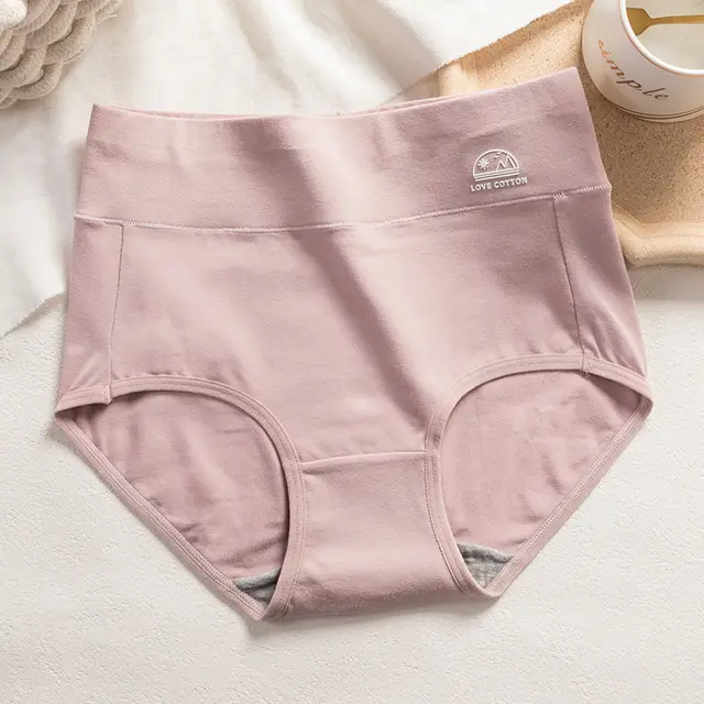 Crotch Epoxy Tucked Belly And Hips Plus Size Ladies Briefs Light Pink - Shop at LoveMi