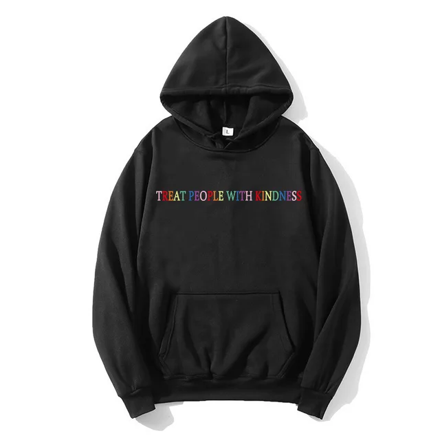 Printed Fashion Loose Men's And Women's Hooded Sweater Black - Shop at LoveMi