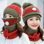 Wool hat, scarf, mask set - Orange