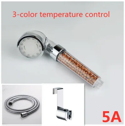 Color Changing LED Shower Head Temperature Sensor Handheld Mineral Anion Spa High Pressure Filter Shower Head 5A - Shop at LoveMi