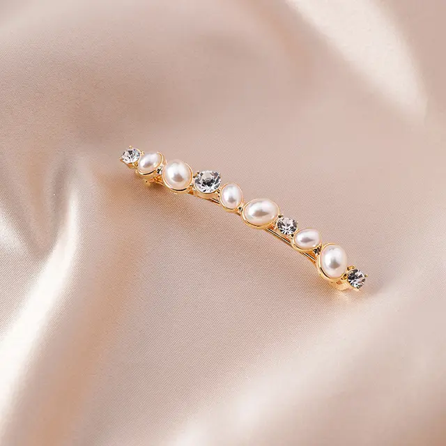 Pearl hairpin net red edge clip practical love crown bangs clip B 1Pcs - Shop at LoveMi