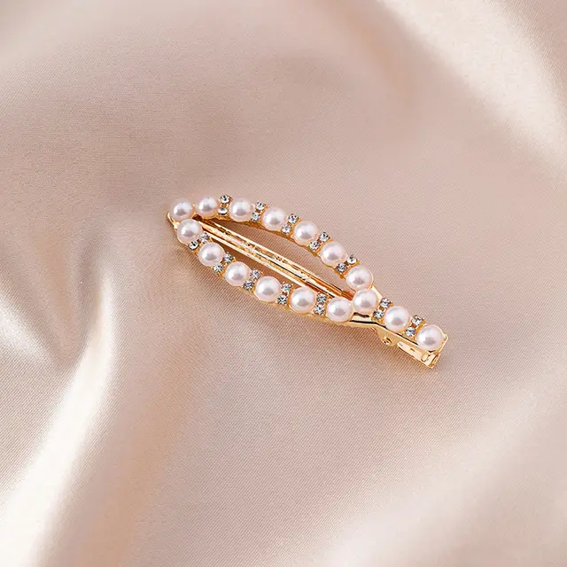Pearl hairpin net red edge clip practical love crown bangs clip H 1Pcs - Shop at LoveMi