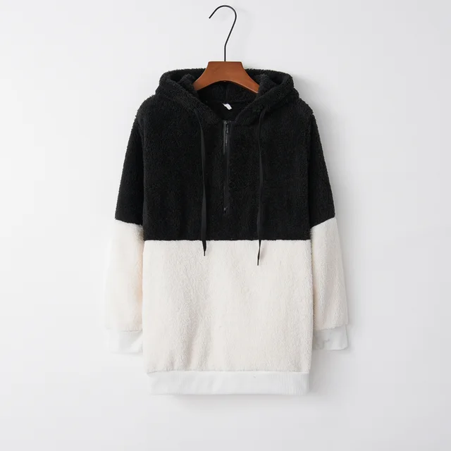 European And American Long Sleeved Hooded Solid Color Women's Sweater Sweater Coat Black - Shop at LoveMi